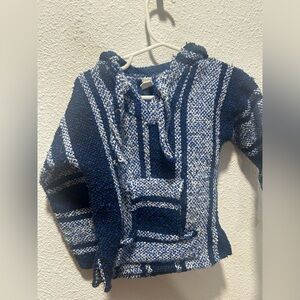 BOGO free-Toddler size 4  Blue and White Striped Knit Hoodie Sweater